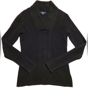 EUC Nautica Women's Black Cable Knit Long Sleeves Sweater- Small